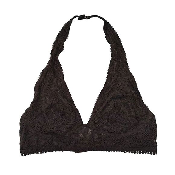 Victoria's Secret 2016 Black Lace Lightly Lined Wirefree Halter Bralette Size XL - Picture 1 of 13